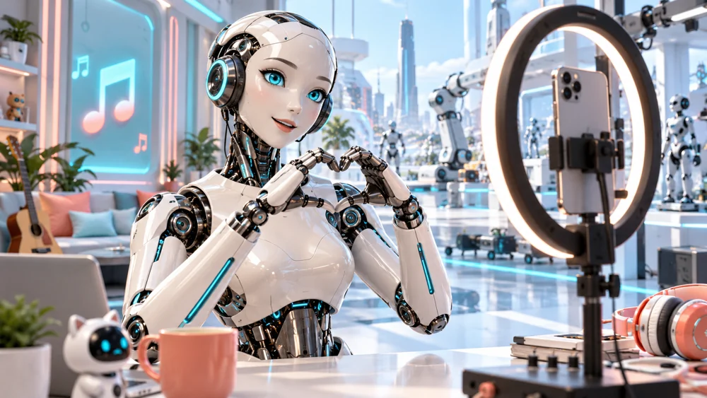Robot Tron TikTok creator studio